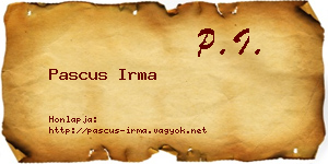 Pascus Irma névjegykártya