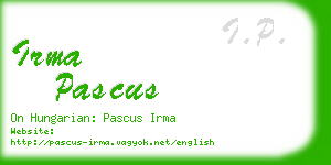 irma pascus business card